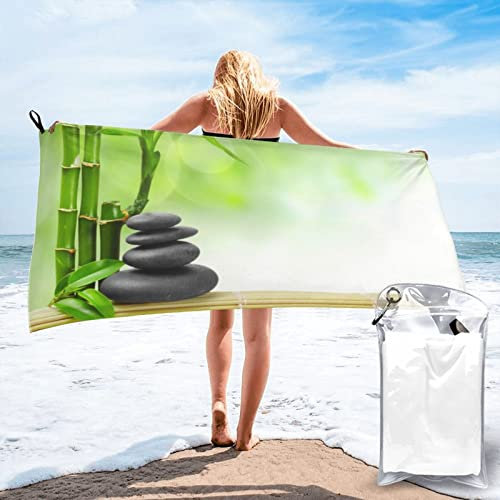 AABSTBFM Microfiber Quick Dry Beach Towel - Stone Bamboo Printed Super Absorbent Fast Drying Bath Towels For Travel,Camping,Gym,Beach,Swimming,Yoga