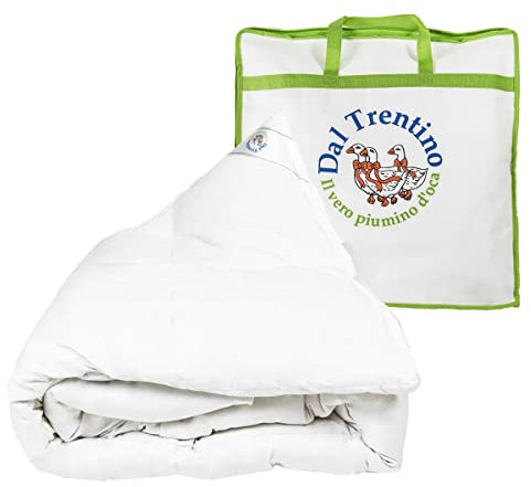 Vico Casa piumino del Trentino in 100% vera piuma d’oca naturale/DESIGNED IN ITALY modello Cortina/Piumone invernale una piazza e mezzo 200x200cm