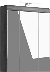 xonox.home Badezimmer Scout X06B2726 Spiegelschrank in Front weiß Hochglanz Korpus rauchsilber Nb.ca.60x79x18 cm inkl. Beleuchtung