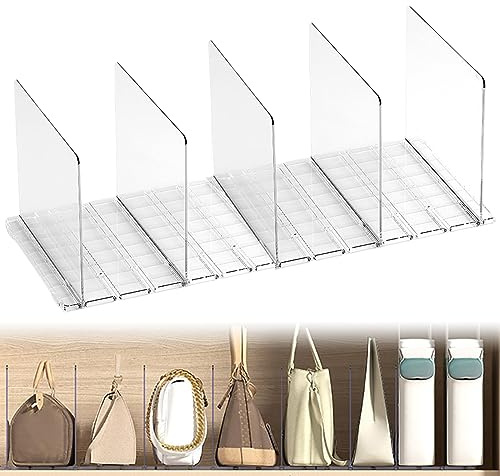 5 Stück Regalteiler für Schränke, Kunststoff, transparent, Handtasche, Geldbörse, Tasche, Kleidung, Trennwand, Regal, transparent, abnehmbare Regaltrenner, für Schlafzimmer, Küche, Büro, Schränke