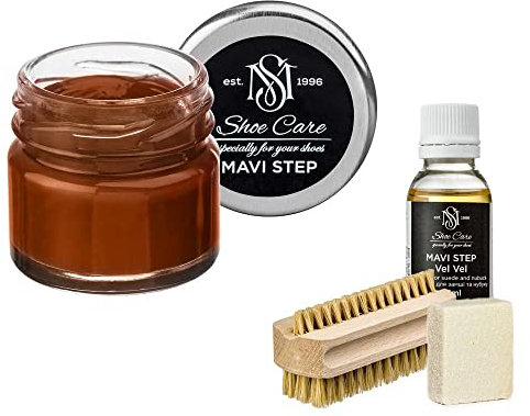 MAVI STEP Aurora Schuhpflegeset aus Wildleder und Nubuk - Luxus Schuhpflege Set - 109 Braun Grau Sand, 110 Hellbraunes Rot, Einheitsgröße