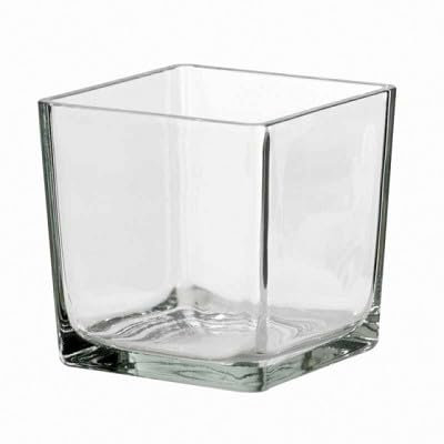 EURO ITALIA Vaso in vetro trasparente cubo 18x18x18 cm