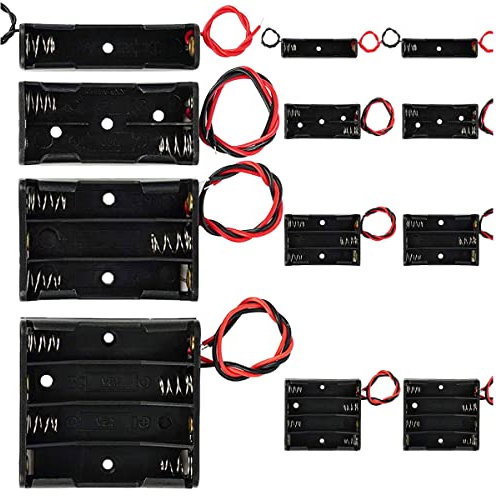 MKBKLLJY Lot de 12 supports de piles AAA avec plomb, 3 supports de piles AAA 1,5 V, 3 supports de piles AAA 2 x 1,5 V, 3 supports de piles AAA 3 x 1,5 V, 3 x 4 supports de piles AAA 4 x 1,5 V, avec