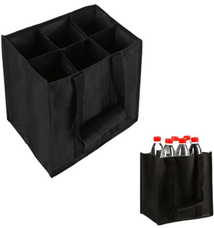 GXGM Flaschentasche mit 6 Fächern, Wiederverwendbare Einkaufstasche, Tragetasche mit Flaschentrennern, Weinflaschen-Geschenktasche, 27 cm x 27 cm x 18 cm