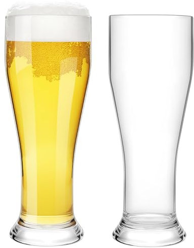 HAHASHOW Vasos de Cerveza Irrompibles, 480ml Tritan Vasos de Cerveza de Trigo de Plástico, Vaso de Cerveza Para Fiesta de Camping, Vaso de Agua Juego de 2