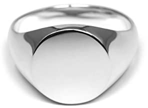 Herren Ring Siegelring Silber massiv rund eckig aus 925 Sterling Silber poliert für Gravur Geschenk | Männerschmuck aus Deutschland mit Geschenkverpackung (Silber poliert) (64)