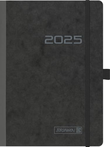BRUNNEN Buchkalender Modell 796 (2025), 2 Seiten = 1 Woche, A5, 128 Seiten, Karton-Einband, flexibel, schwarz