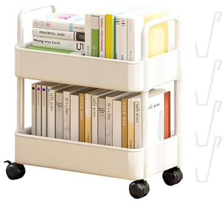 YIQIYOU Rollwagen Servierwagen 2 Ebenen Kunststoff Küchenwagen Auf Rollen, Rollwagen Küche Mobiler Trolley, Multifunktions Aufbewahrungswagen Für Küche, Bad, Büro(Größe:White)