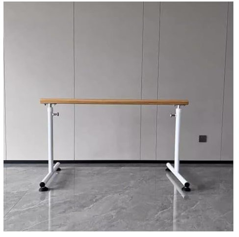 XAoSCd Mobile Ballettstange, Tragbare Ballettstange Aus Massivem Holz, Verstellbar 80–120 cm, Tanz- Und Dehnballett Für Heimfitnessübungen (Weiß, 100 cm)