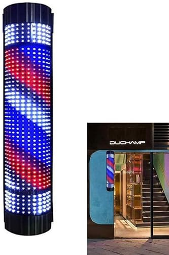Hebralytic Luz Led Globo Brillante para Poste Peluquero, SeñAl Abierta PeluqueríA Y BarberíA, SeñAl Giratoria con Tiras Giratorias En Rojo, Blanco Y Azul(120CM)