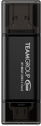 TEAMGROUP X1 MAX - Memoria USB 3.2 de 256 GB, 1000 MB/s, Gen 2 tipo A y tipo C (3.1/3.0) OTG de doble interfaz USB, memoria flash de almacenamiento de datos, compatible con Smartphone/Tablet/Laptop/PC