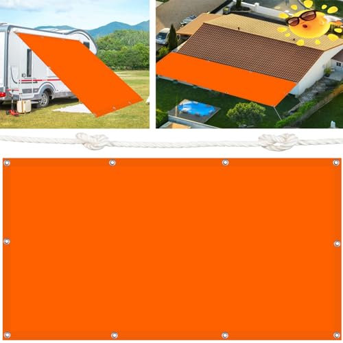 Sonnensegel Wasserdicht 200 x 235 cm Segeltuch Pergola Quer Vernäht Robust für Garten Terrasse Balkon, Orange