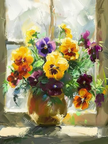 MAFANG 5D Diamond Painting Erwachsene Stiefmütterchen Blumen In Vase Diamant Kunst Kristalle Strass Stickerei Bilder，Diy Kunsthandwerk Zubehör Für Anfänger Wanddekoration 40x50cm