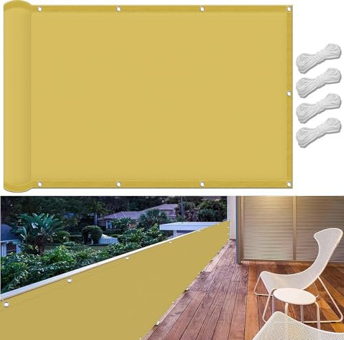 Tenda da Sole per Esterno 150 x 200 cm Impermeabile, Protezione Antivento 98% Anti UV Tenda da Sole Privacy con Occhielli per Esterno Giardino Terrazza, Color Crema