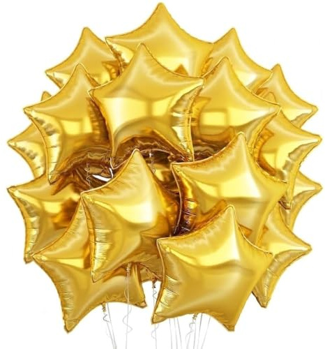 Stern Folienballons Gold Helium, Luftballon Gold Folie, Partyballons, Dekoration für Geburtstags, Deko Neujahr - 25 stk