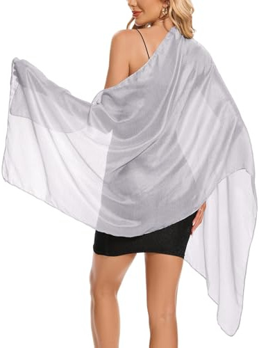 Atxnn Damen Leinen Schal Elegante Leichter Stola Sheer Scarf für Sommer Frühling Lässig Halstuch für Strand Abendkleid Hochzeit Party Schultertuch, HELLGRAU
