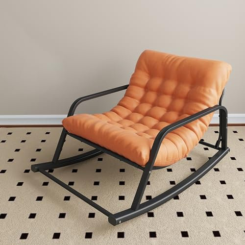 Moderner gepolsterter Schaukelstuhl für Terrasse und Veranda, Doppelschaukelstuhl für drinnen und draußen, Komfort Orange