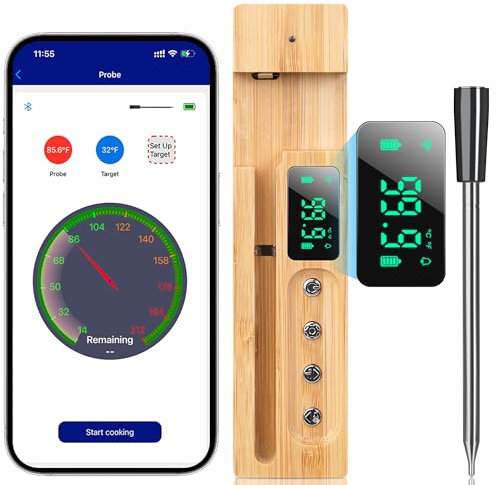 FIYAPOO Fleischthermometer kabellos Grillthermometer Backofenthermometer
