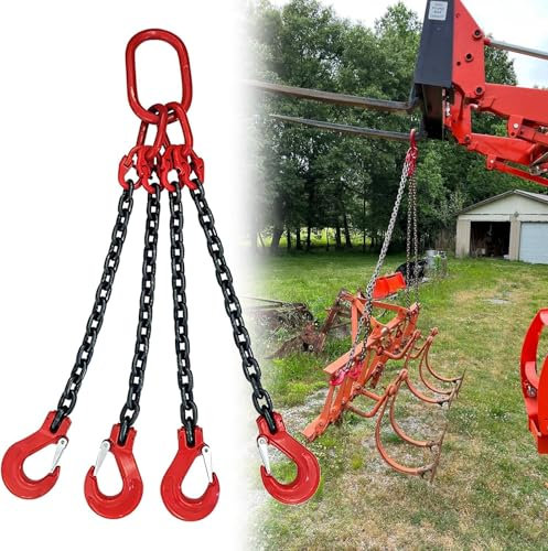 EdfYHSL Hebeketten mit Haken 4-Strang-Anschlagkette zur Bewältigung großer Lasten, Industrie-Anschlagkette for den Transport und die Handhabung von Gütern Schleuder(1.5m/4.9ft)