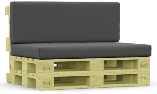 Brillars Euro Palette Cushions Set – Outdoor Garden Sofa Seat Pad & Back Cushion Heavy Duty Water Resistant Zip Cover – Comfortable Durable (Deep Grey, Only Back Cushion 120cm x 40cm x 5cm)