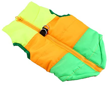 Toddmomy Winterweste Für Hunde Warm Aus Baumwolle Mit Wickelschutz Für Bauch Für Herbst Und Winter Beidseitig Tragbar in Grün Gelb Und s
