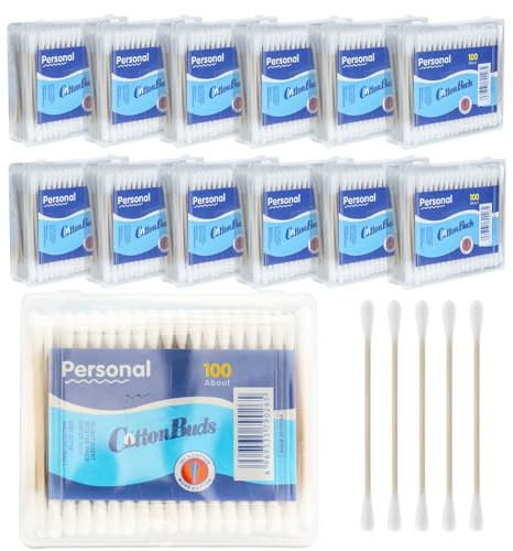 Wattestäbchen für Make-up, Ohrenreinigung, Körperpflege, doppelendige, weiche und sanfte Wattestäbchen, 1200 Stück (100 Stück x 12)