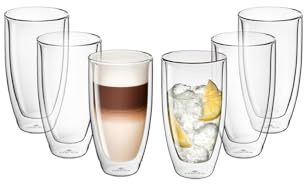 Gerlach 1760 dubbelväggiga glas uppsättning med 6 termoglas 350 ml kaffeglas teglas latte macchiato-glas flöde
