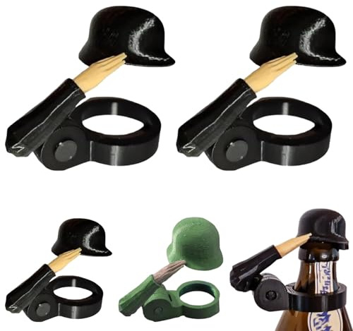 Generisch Flaschenverschlüsse, Lustiger Salute-Soldaten-Bierhelm, Soldat Salute Bierflaschen Helm mit Flaschenöffner, Wiederverwendbar & Staubdicht, für Party Bar Veteranen Enthusiasten