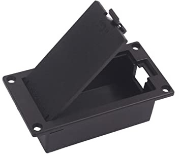 Eq08 for Battery Holder Case Box Cover Guitar Bass 9v | Black Plastic, Flat Mounting, No Wire, Easy Access for Replacement, Active Pickup Connector Included