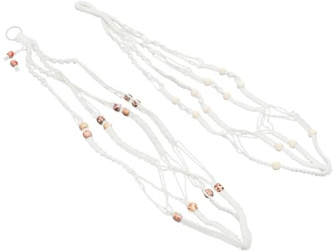 HEMOTON 2 Piezas Cesta Colgante Bohemia De Macramé para Interiores Cesta Tejida Mano De Material Natural para Macetas Colgantes Plantas y Objetos Decorativos para Jardín