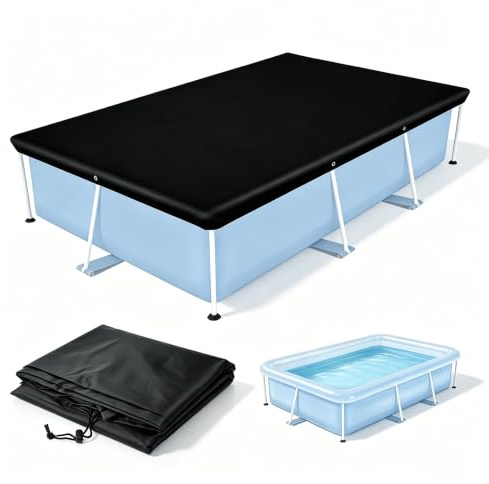 Wetterfeste rechteckige Poolabdeckung, Outdoor-Pool-Abdeckung, Schutz mit UV-Abwehr und Wärmereflektierend für Poolwartung, 210D Oxford-Gewebe, Wasserdicht & Schmutzabweisend (400 x 211 cm)