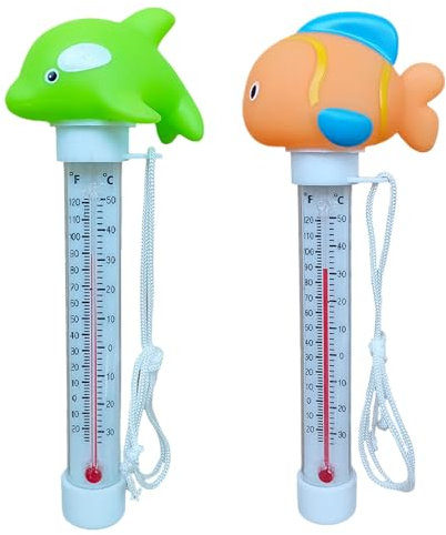 2 Pezzi Termometro Piscina, Termometro Galleggiante per Piscina, Floating Termometri con Filo, Termometros Acquario, per Spa Esterni/Interni, Piscine, Vasche e Acquari