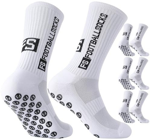 Utensilsto 3 Paare Fußballsocken Rutschfeste Sportsocken 40-44 Anti Rutsch Grip Fußball Socken Atmungsaktiv Fussball Socken für Herren Damen Fussball Basketball Laufen Rugby Tennis