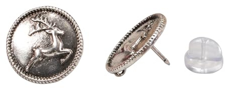 Alpenflüstern Ansteck-Pin springender Hirsch rund - Trachten-Anstecker, Trachtenschmuck für Damen und Herren (in traditionellen Farben) API141