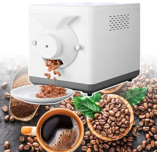 XRSMOU Torréfacteur De Café Intelligent,Affichage Numérique De La Température Et De L'heure,Commande par Bouton,Trémie d'alimentation Amovible,pour Tout Le Monde (110V)