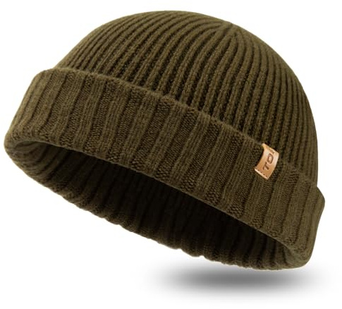 TOP-EX XL/XXL 100% Merino Wolle Fisherman Beanie Trawler Beanie Herren Damen Wintermuetze Strickmuetze