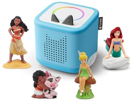 Toniebox 2 Audio Player Disney Princess Bundle for Kids 3+ with Moana, Moana 2, Tinker Bell, and The Little Mermaid - Sky Blue