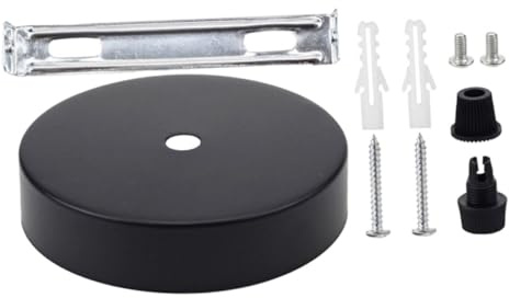 Homoyoyo Kit de Rosace de Plafond Fer et Cache Plafond Rond Noir Φ pour Suspension DIY Accessoire pour Luminaire Plafonnier Montage Simple et Pratique