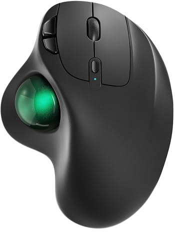 Nulea Rechargeable Ergonomic M501 Trackball – Thumb Control, Smooth Precision, 3-Device Connect (Bluetooth/USB), Works with PC, Laptop, Mac, Windows（Mint Green）