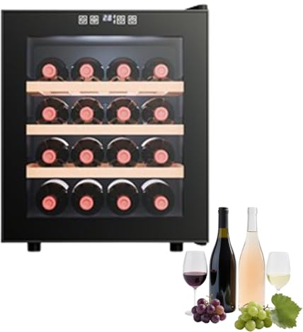 Kindevieft Weinkühlschrank - Weinkühlschrank,VollglasDesigntür mit Touchpanel, Geräuscharm 16Bottle