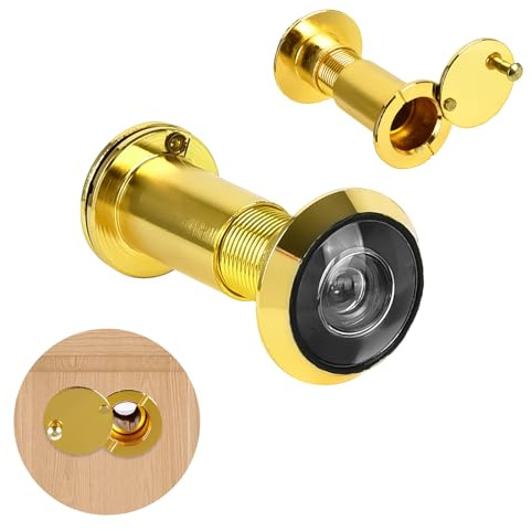 Door Viewer, Copper 220 Degree Peephole,Wide Angle Door Spy Hole | Security Spy Hole for Front Door, Peep Holes for 35-60mm Thick Doors Peephole, Door Spyhole for Safety,Gold