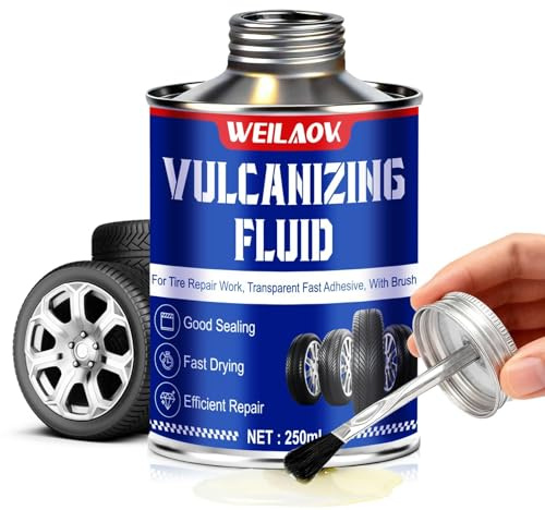 WEILAOK Vulkaniserande lim, 250 ml reparation av bilpunkteringar, cykellim med borste, lämplig för snabb reparation av läckor eller sprickor i olika däck