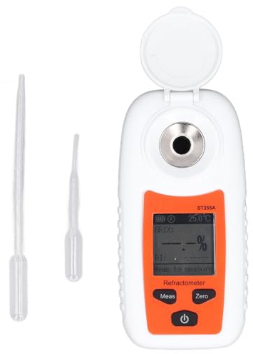 Jeffergarden Medidor de Azúcar, Probador de Dulzura de Jugo de Frutas Portátil Digital de Mano 0-55% Rango de Prueba Herramienta Analizador Analizador Medición del índice de Refracción Alto