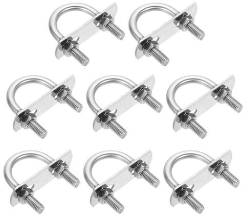 QUARKZMAN M6 U-Bolts Ronds, 8 Jeux 25mm(0.98) Largeur Interne 44.5mm(1.75) Longueur 201 Acier Inoxydable U-Clamp Bolt Avec Plaques Et Ecrous Pour Automobile, Trailer, Boat Trail, Silver