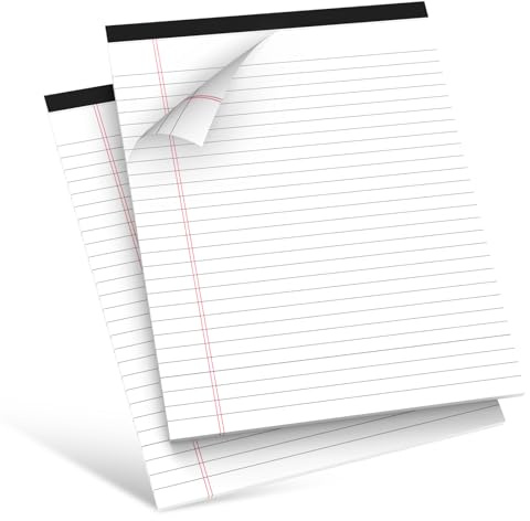 RITOLLO A4 skrivblock, 2-pack vitt, linjerat, 80 g/m² papper, 9 mm linjatur, kan skrivas på båda sidor, med rivkant (21,3 x 28 cm, 30 ark)