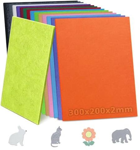 Ezitruz Bastelfilz 2 mm, Steifer Filz, 16 Farben Filzstoff 30x20 cm, Bunt Filzmatten zum Zuschneiden, Filzplatten, Filz zum Basteln Polyester für DIY Handwerk Filzunterlage Patchwork Nähen