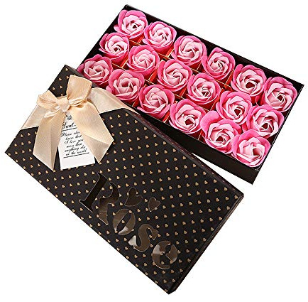 PEPECARE 18Pcs Rose Savon Fleur Pétales De Savon De Bain Parfumé À La Main Rose Dans Une Boîte Cadeau (D)
