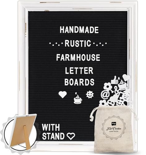 Rustikales Vintage-Stil Bauernhaus Filz Brieftafel Rillentafel Stecktafel mit Stand by Felt Creative Home Goods | mehr als 350 Buchstaben, Zahlen, Symbole (Schwarz, 30x40 cm)