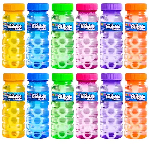 JOYIN 12 Pack Seifenblasen-Stab (4oz/118ml Seifenblasen-Lösung), Seifenblasen Party Favors für Kinder, 6 Farben große Blasen Kit, Sommer Kleinkind Outdoor-Spielzeug