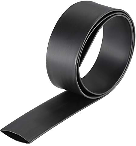 sourcing map Heat Shrink Tubing, 1(25mm) Dia 42mm Flat Width 3:1 rate Shrinkable Tube Cable Sleeve 1m - Black